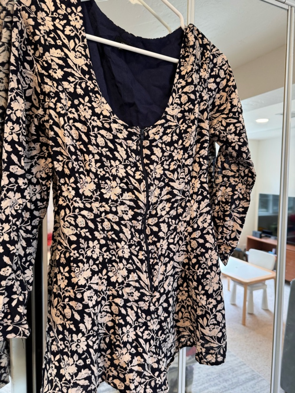 Floral Print Navy and Cream Jumpsuit